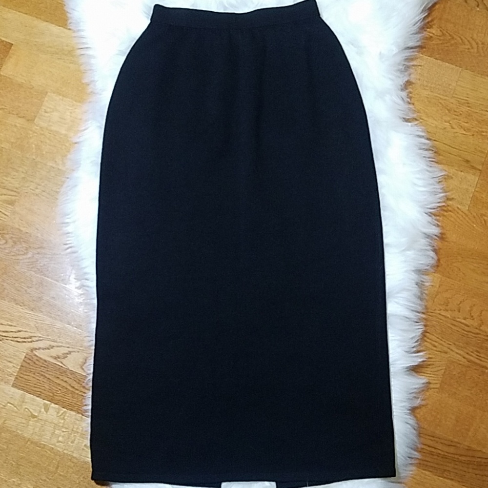 St. John Basics Long Black Knit Skirt